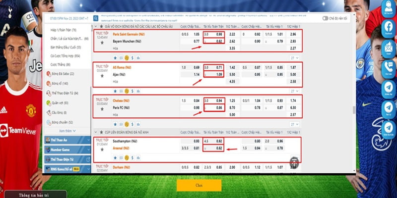 Chọn tỷ lệ kèo tham gia phù hợp trận đấu theo dõi